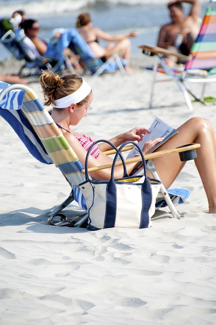 beach, sand, girl, shore, sunbathing, summer, beach chair, reading, bikini, holiday, woman, relaxing, resting, nature, seashore